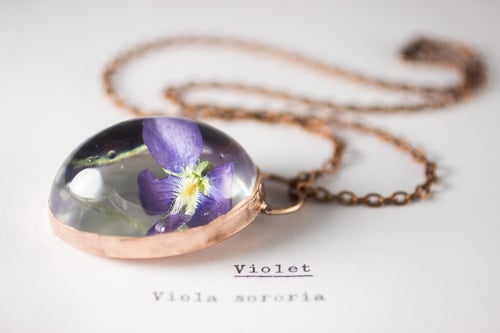 Image of Violet (Viola sororia) - Copper Plated Necklace #1