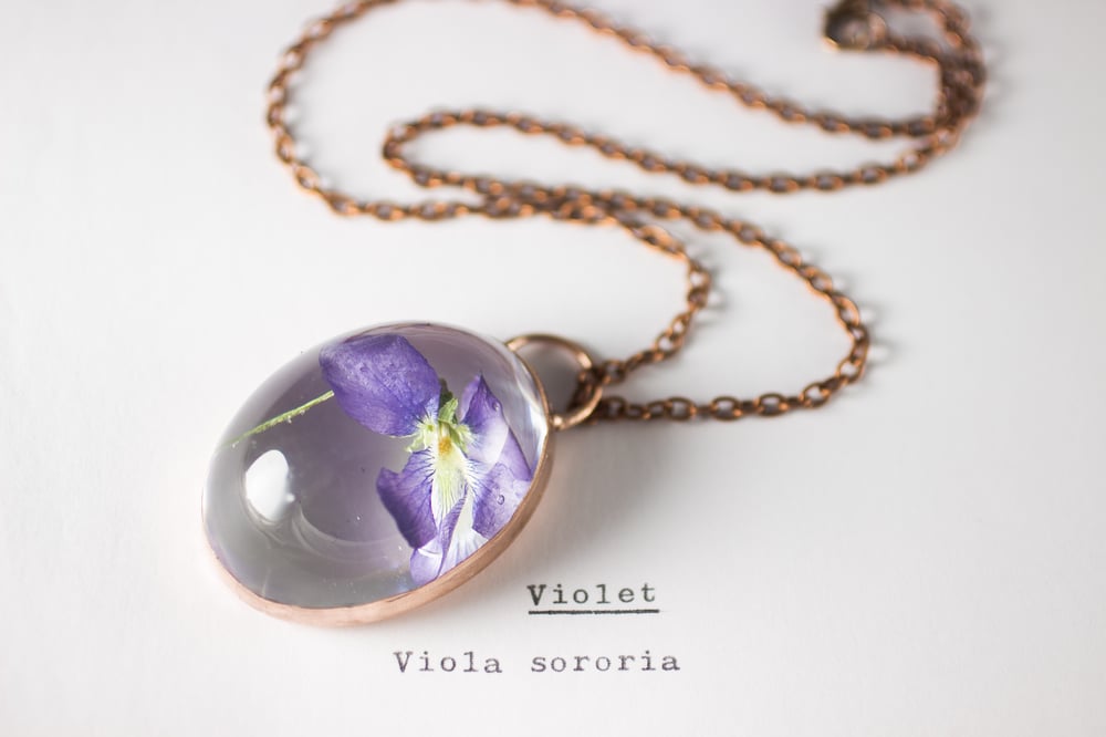 Image of Violet (Viola sororia) - Copper Plated Necklace #1