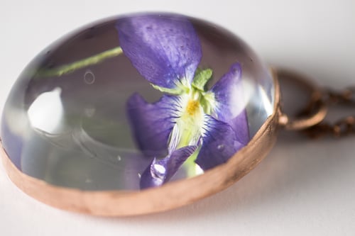 Image of Violet (Viola sororia) - Copper Plated Necklace #1