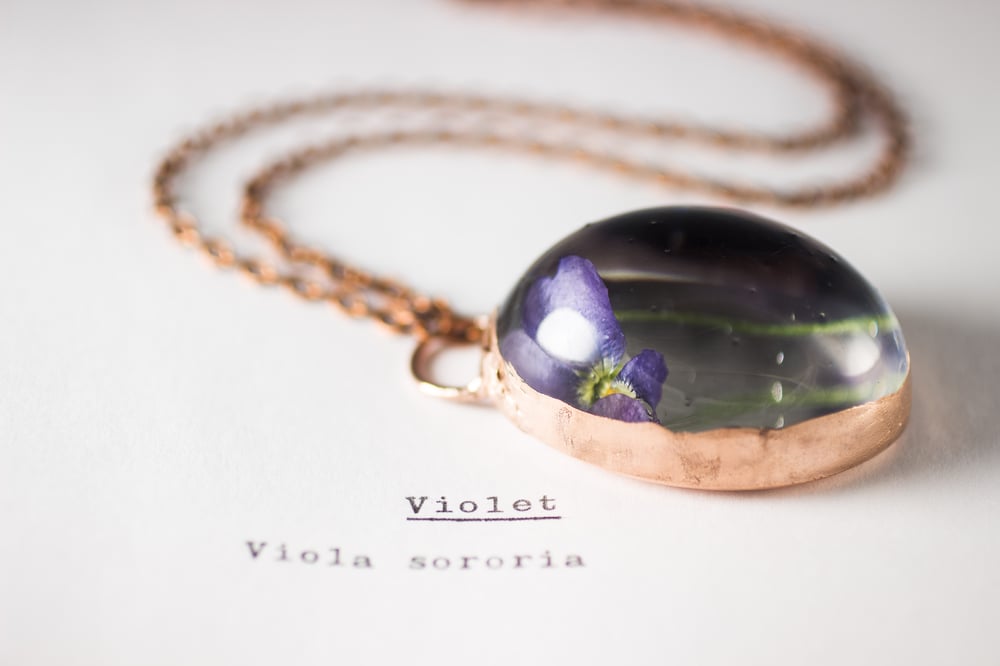 Image of Violet (Viola sororia) - Copper Plated Necklace #2