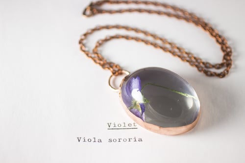 Image of Violet (Viola sororia) - Copper Plated Necklace #2