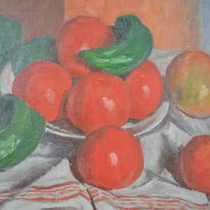 Image of 1930's, French Still Life Painting, Tomatoes.' Joseph Bontet 