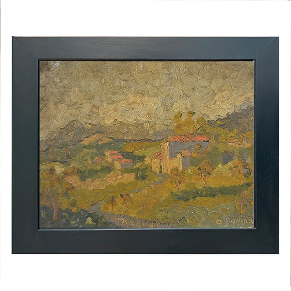 Image of Late 19th C French landscape oil Painting A. Davinet 