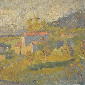 Image of Late 19th C French landscape oil Painting A. Davinet