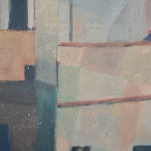 Image of Mid-century Painting, 'Hill Village,' Horas Kennedy 