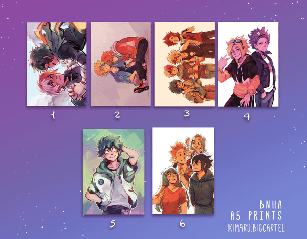 Image of Misc Bnha A5 Prints