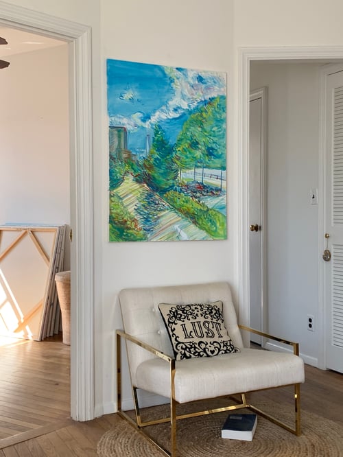 Image of Hudson River Park Tribeca path oil on canvas