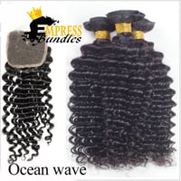 Image 1 of 3 bundles with closure - deep wave