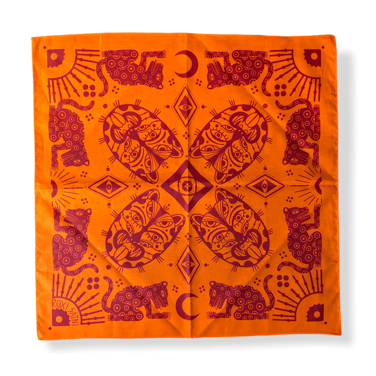 Bandanna  “Ocelotl, the moon and the sun” Fire 