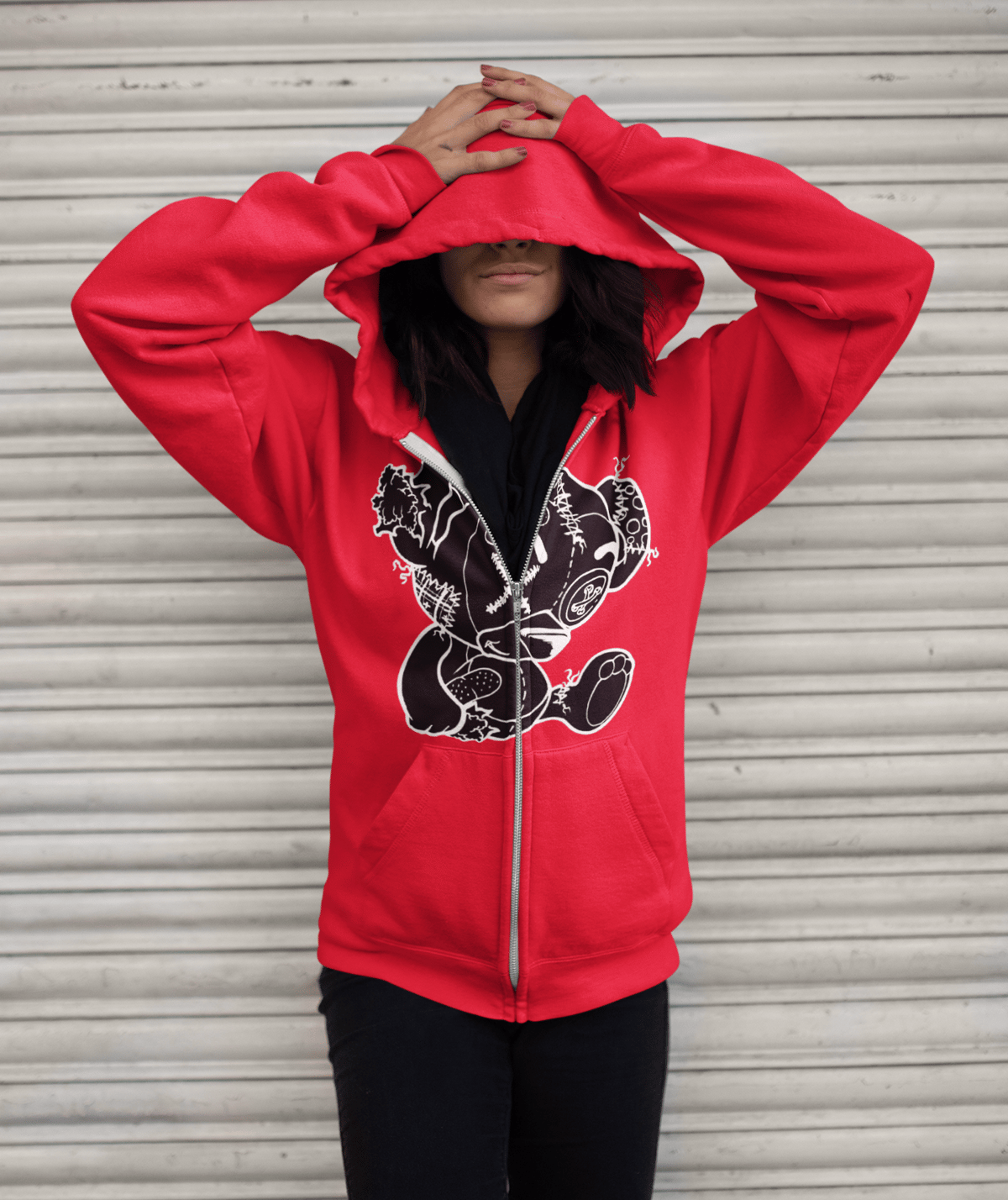 Image of BLACK "Barry the Bear"  ZIP UP HOODIE (click for color options)