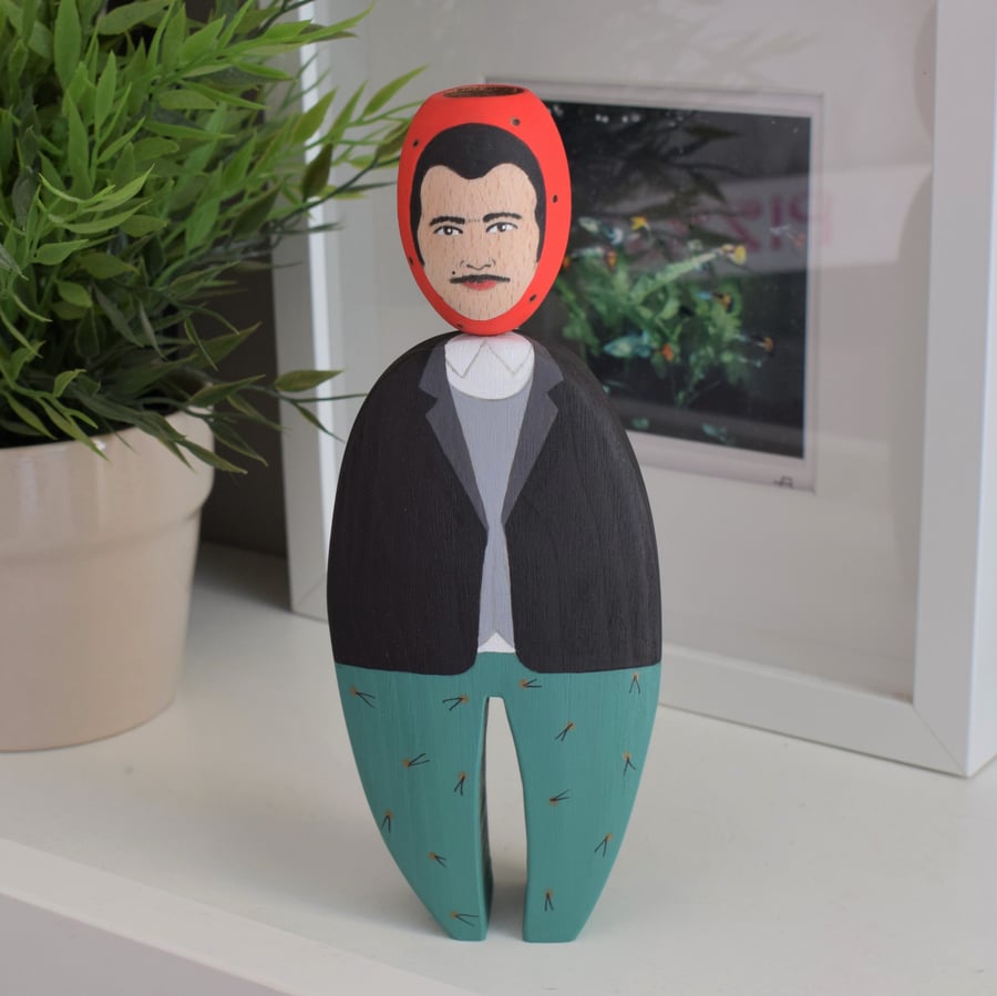 Image of FicuLui 03 wooden doll with moustache 