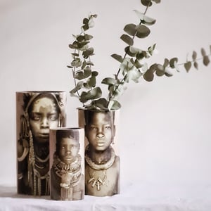 Vase en céramique visage ethnique L 30cm