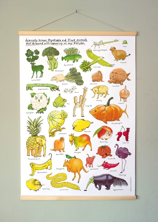 Vegetable and Fruit Animals Großes Poster DINA1 mit Posterleisten