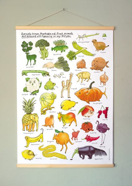 Image of NEU! Vegetable and Fruit Animals | Großes Poster | DINA1 mit Posterleisten