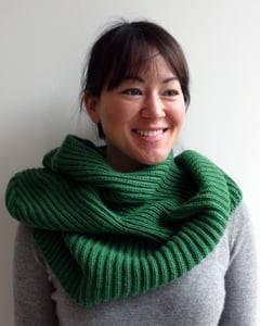 Image of wool hooded neck-warmer - green