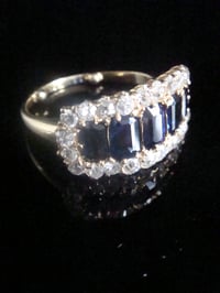 Image 1 of VICTORIAN 18CT BAGUETTE CUT SAPPHIRES AND OLD CUT DIAMOND BOAT RING