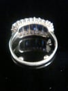 VICTORIAN 18CT BAGUETTE CUT SAPPHIRES AND OLD CUT DIAMOND BOAT RING