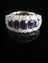 Image 3 of VICTORIAN 18CT BAGUETTE CUT SAPPHIRES AND OLD CUT DIAMOND BOAT RING