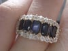 VICTORIAN 18CT BAGUETTE CUT SAPPHIRES AND OLD CUT DIAMOND BOAT RING