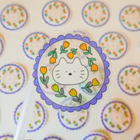 Image 2 of Cat & Flowers sticker