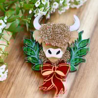 Harper the Highland Cow - brooch  - glitter 