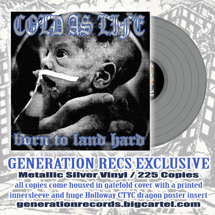 Image of Cold As Life-Born To Land Hard LP Generation Records Exclusive Metallic Silver Vinyl Pre-Order