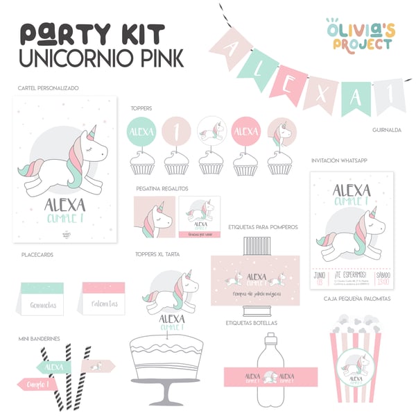 Image of Party Kit Unicornio Pink