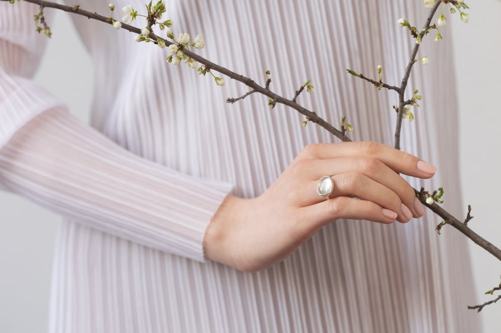 Image of "Love" silver ring with rock crystal · AMOR ·
