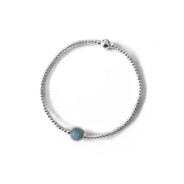 Image of Sterling Silver & Aquamarine Bead Bracelet