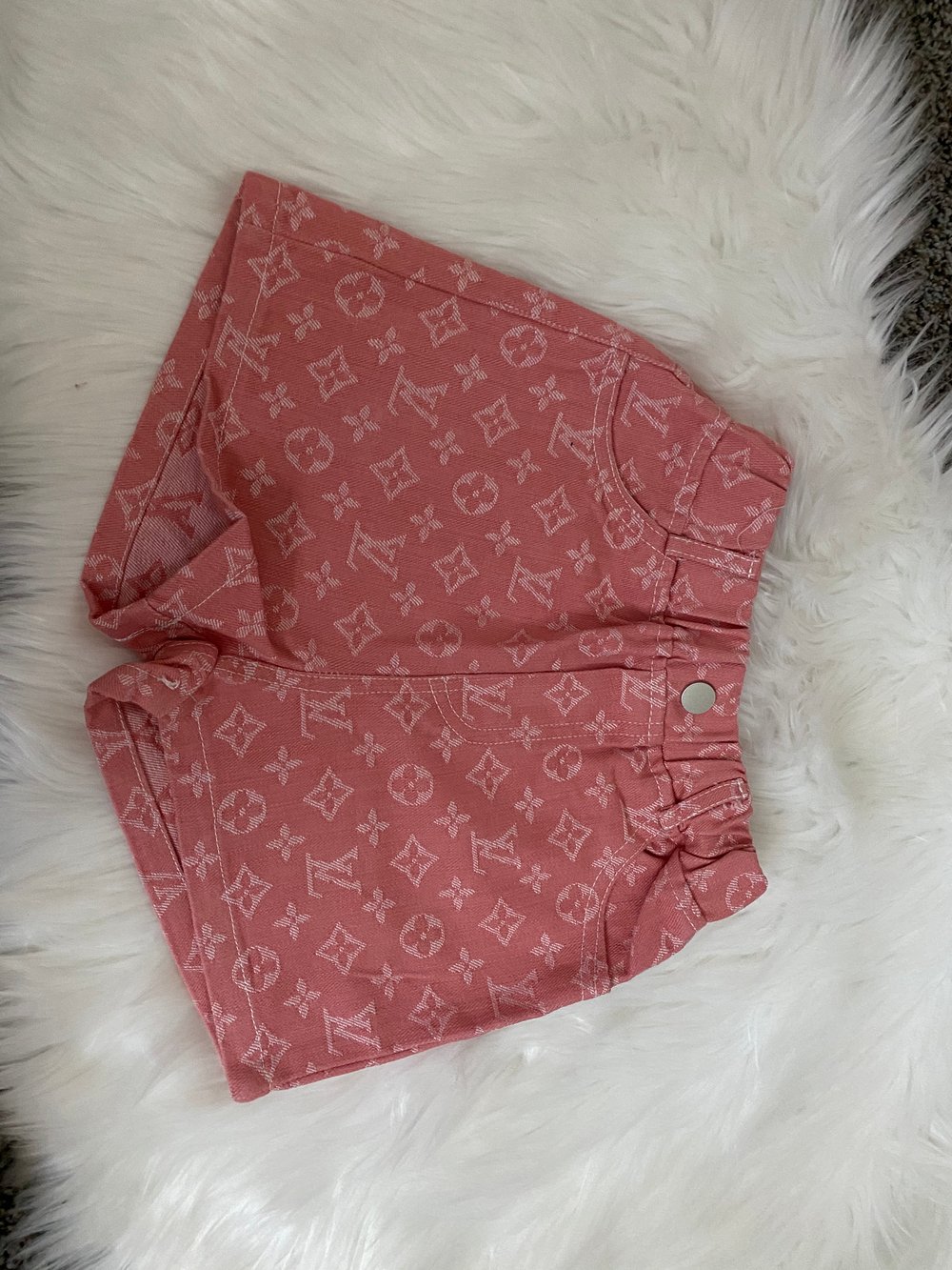 Image of LV pink denim shorts