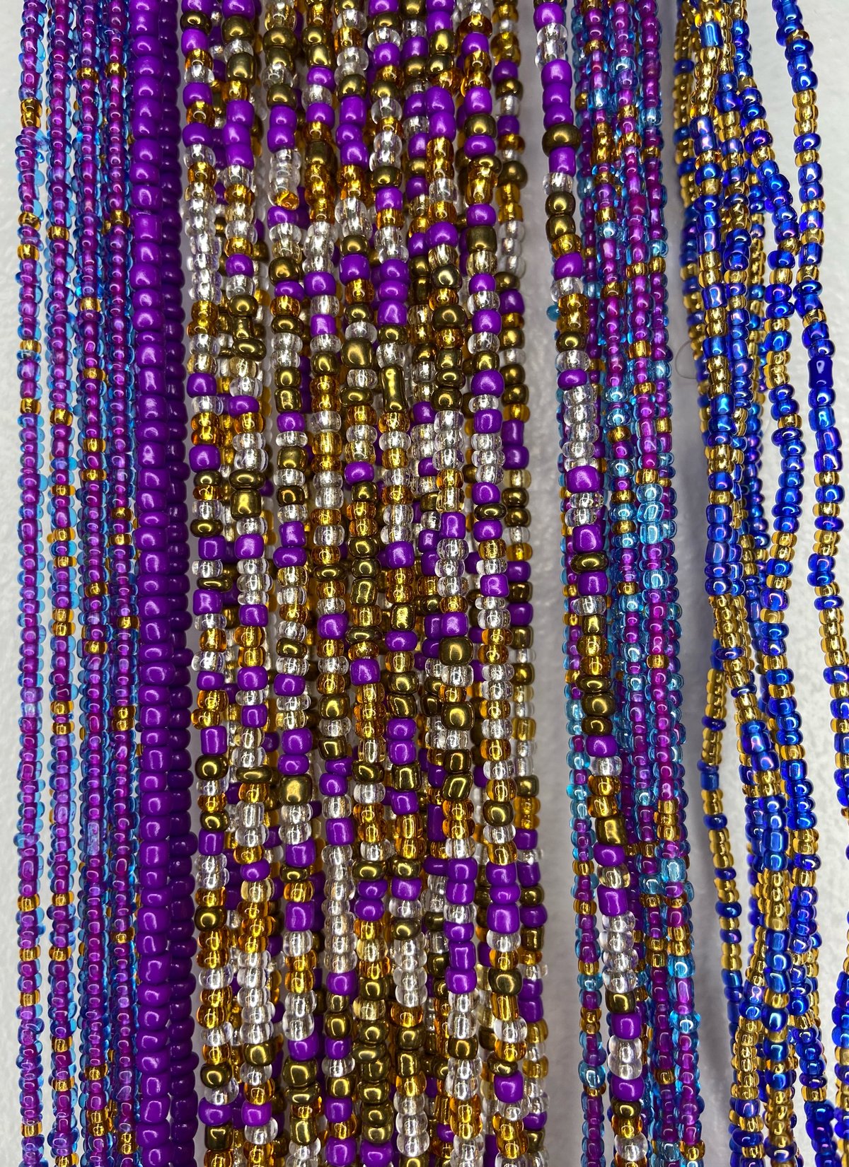 Purple Gold Waist Beads Set 32-34 / Elastic