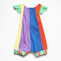 Image 1 of rainbow vintage fabric 2/3 2T 3T romper courtneycourtney playsuit flutter sleeve shortalls shortsuit