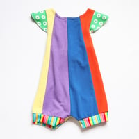 Image 3 of rainbow vintage fabric 2/3 2T 3T romper courtneycourtney playsuit flutter sleeve shortalls shortsuit