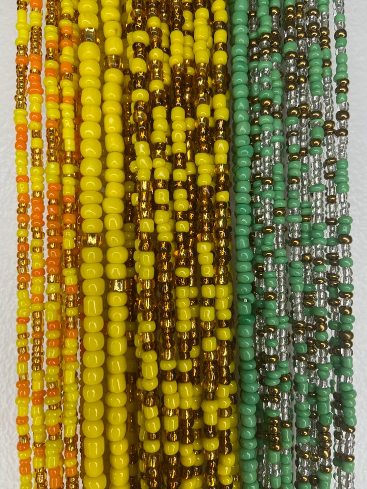 Image of Yellow & Green Tie on Waistbeads Collection