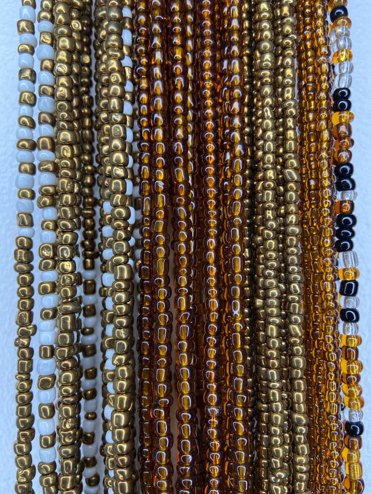 Image of Brown & Bronze Tie on Waistbeads Collection 