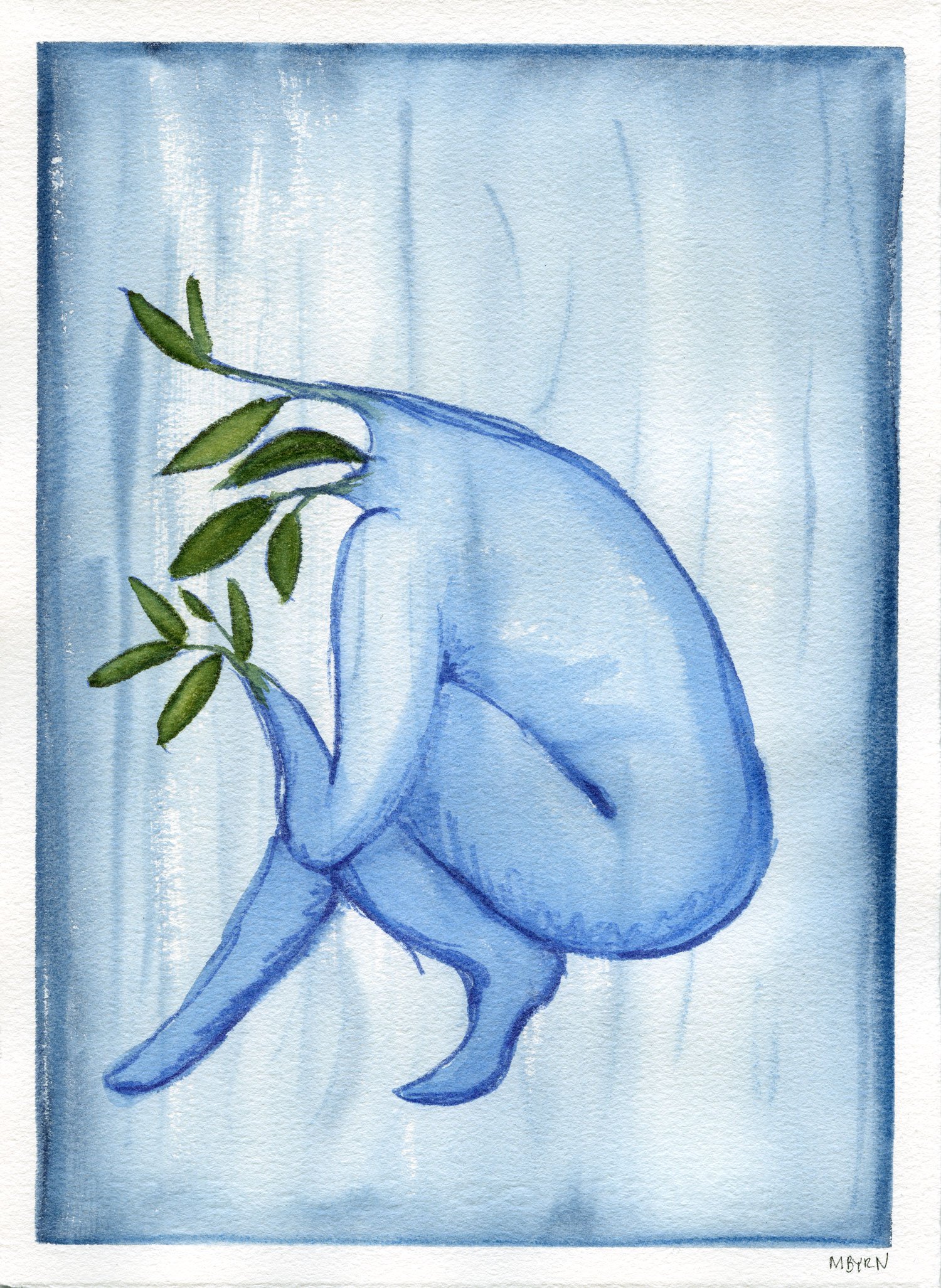 Sad Plant Lady in Blue