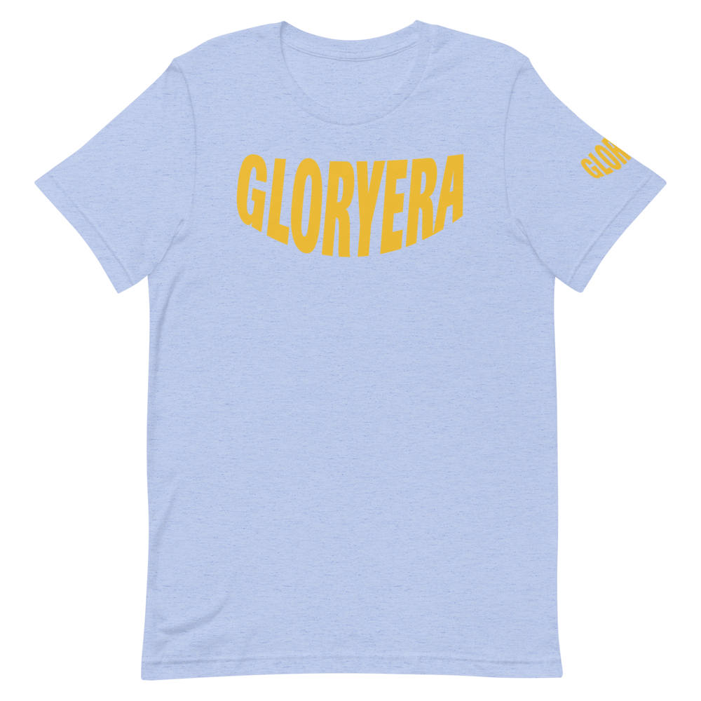 Image of GLORYERA® CREW TEE (HEATHER LIGHT BLUE/MUSTARD)