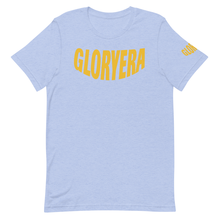 Image of GLORYERA® CREW TEE (HEATHER LIGHT BLUE/MUSTARD)