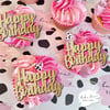 Happy Birthday - glitter cupcake toppers