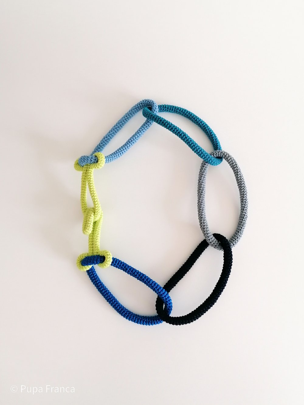 Image of Crochet Chain Necklace in Blues and Yellow