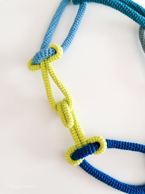 Image of Crochet Chain Necklace in Blues and Yellow 