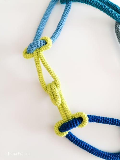 Image of Crochet Chain Necklace in Blues and Yellow