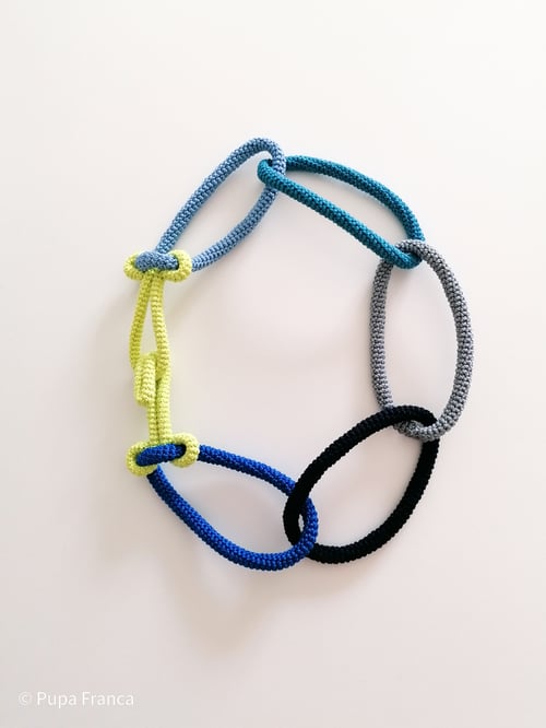 Image of Crochet Chain Necklace in Blues and Yellow