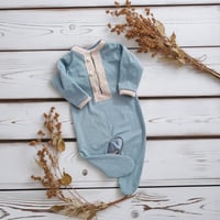 Image 1 of Newborn boys romper Alex | dusty blue
