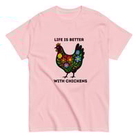 Image 11 of Unisex classic tee, Life Is Better With Chickens T-Shirt | Farm Life Floral Chicken Graphic Tee