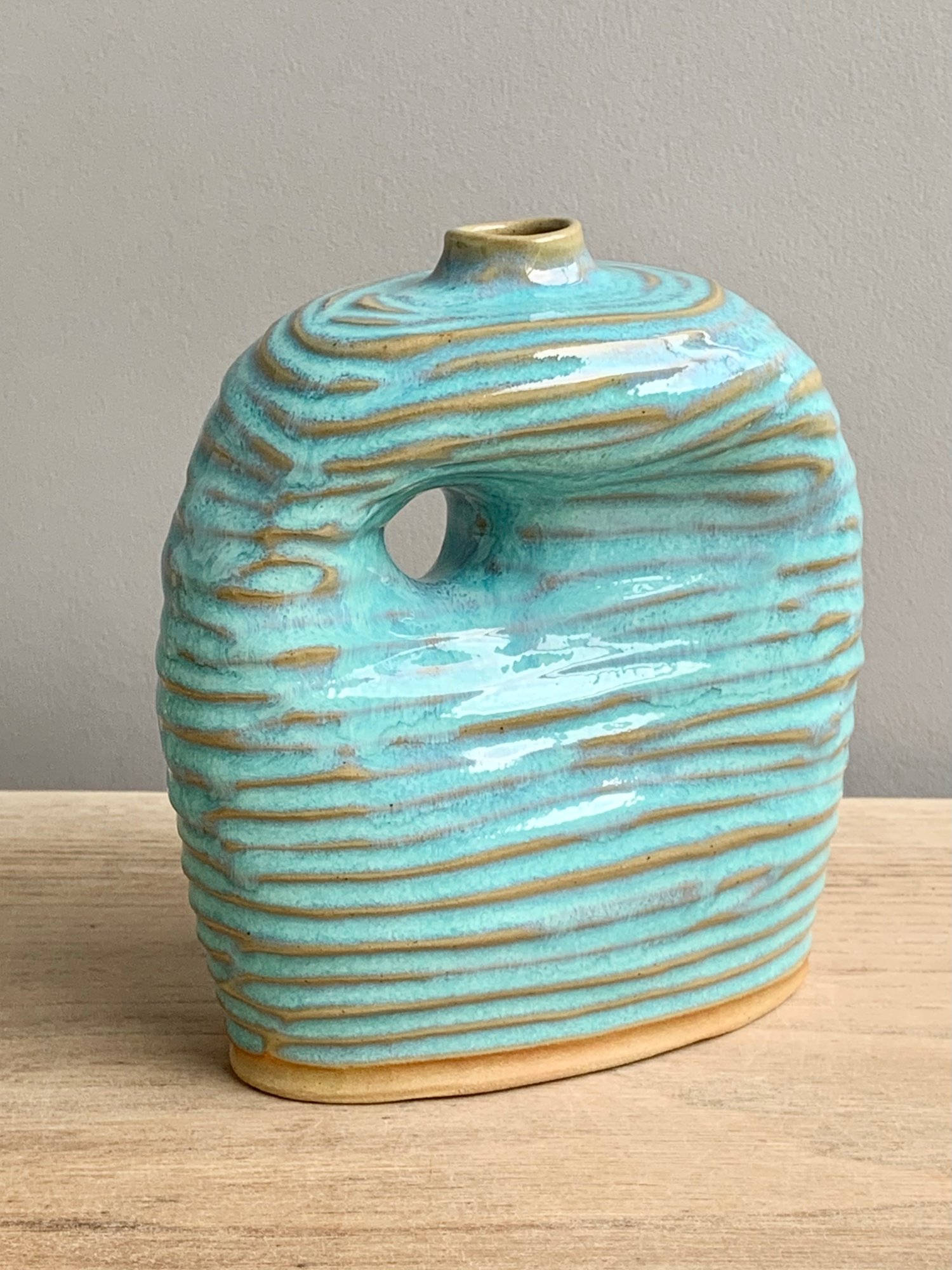Image of Sea Bottle, copper glaze. 