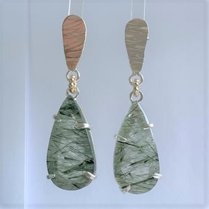 Image of Silver and Green Rutilated Quartz  earrings