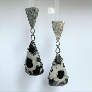 Image of Oxidised Sterling silver and Septarian Nodule earrings