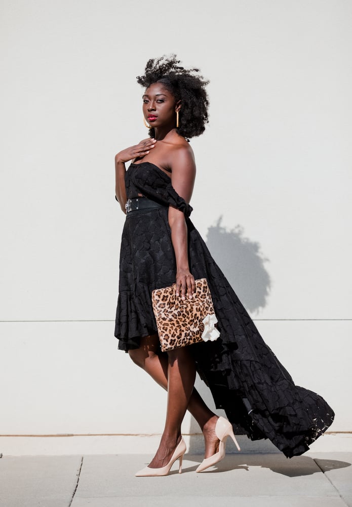Image of   Mademoiselle  Black high /low dress 