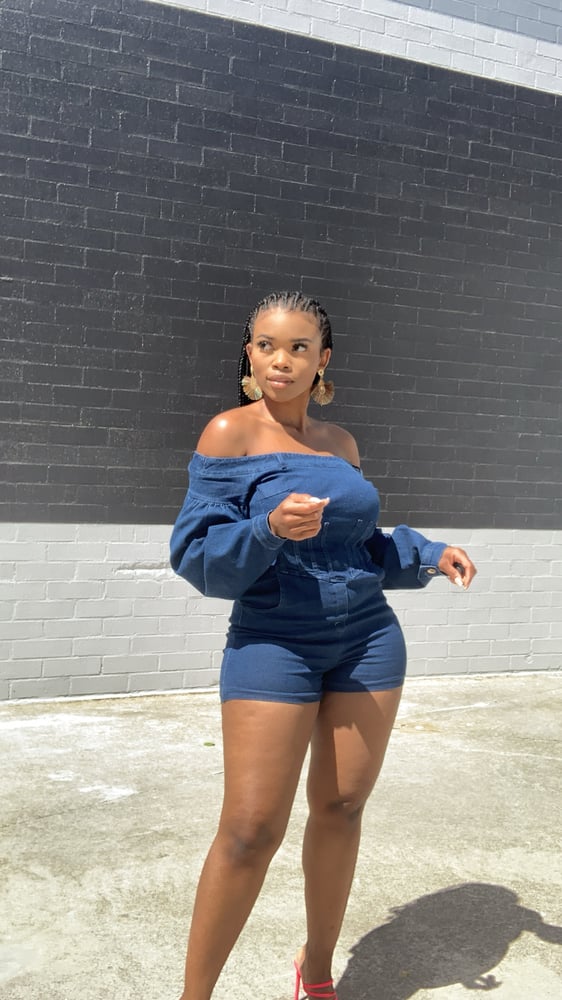 Image of 'SUMMER TIME FLY' DENIM ROMPER